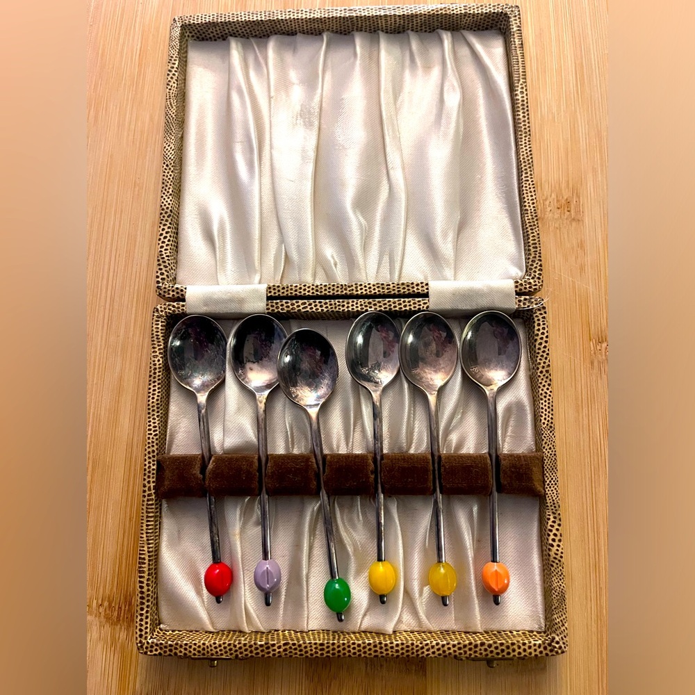 Colorful Vintage Silver Played Spoon Set EPNS A1